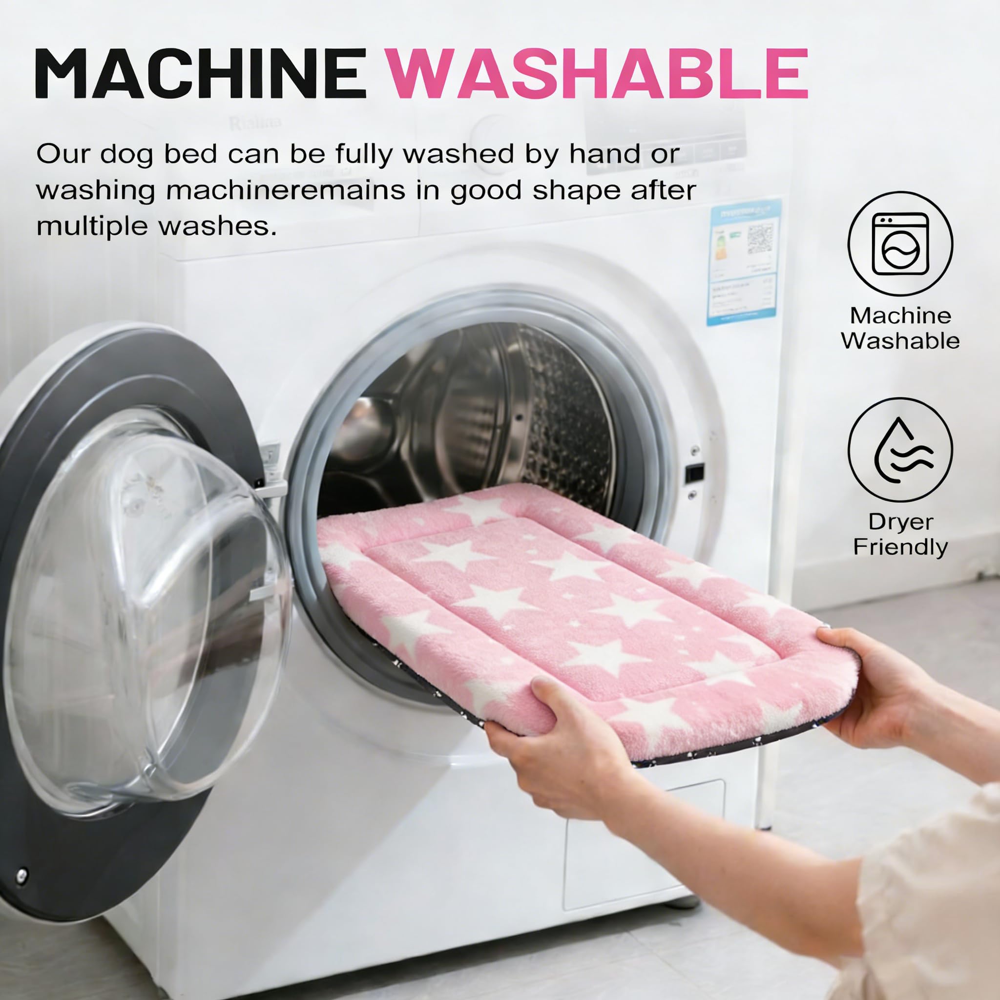 Fogkiss dog bed mat machine washable for quick, easy cleaning.