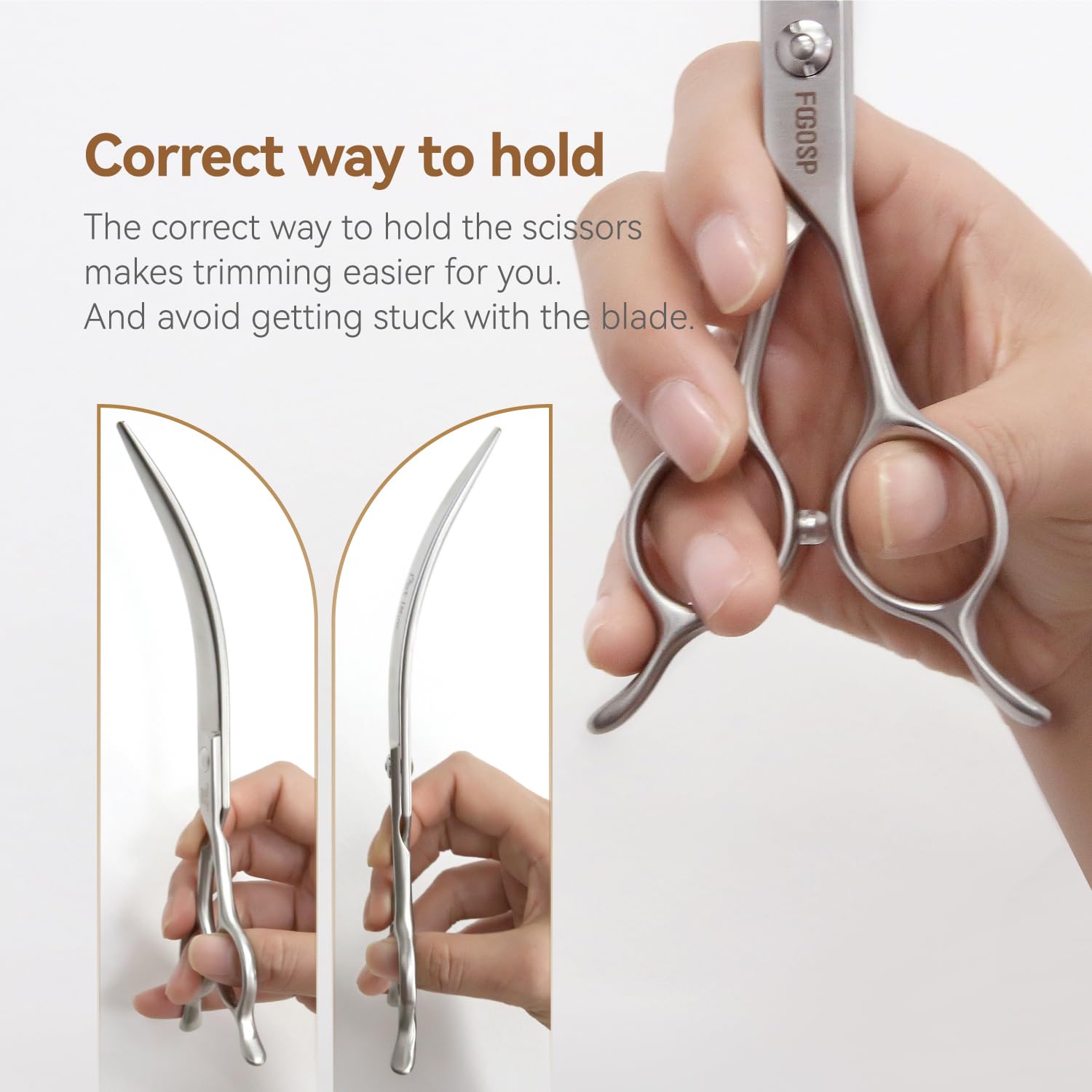 FOGOSP versatile curved shears suitable for long-coated pets and cats.