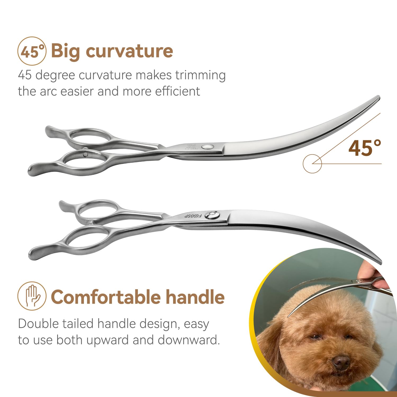 FOGOSP symmetrical handles offer comfortable grip for upward and downward cuts.