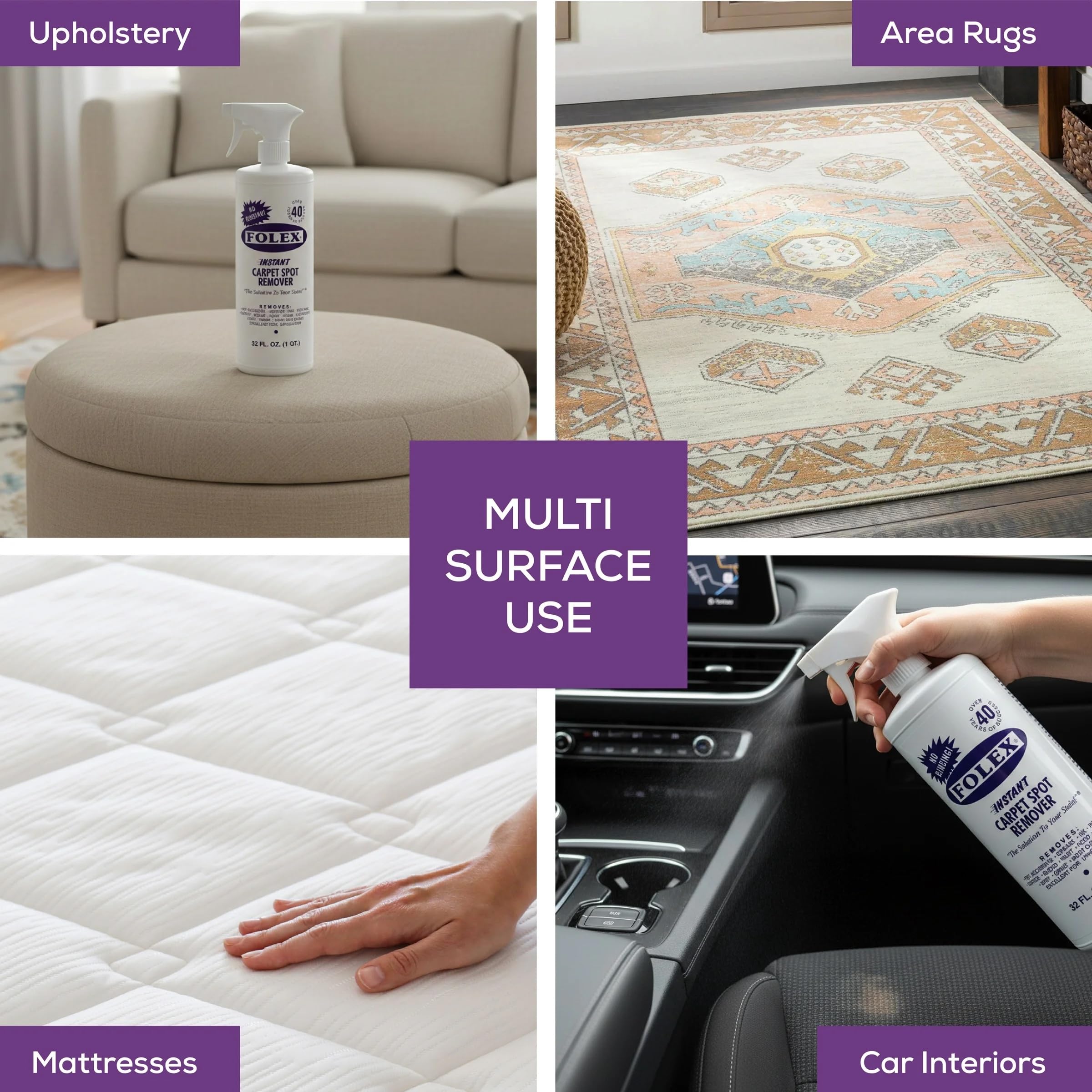 Foam action from FOLEX lifts marks from carpet fibers instantly
