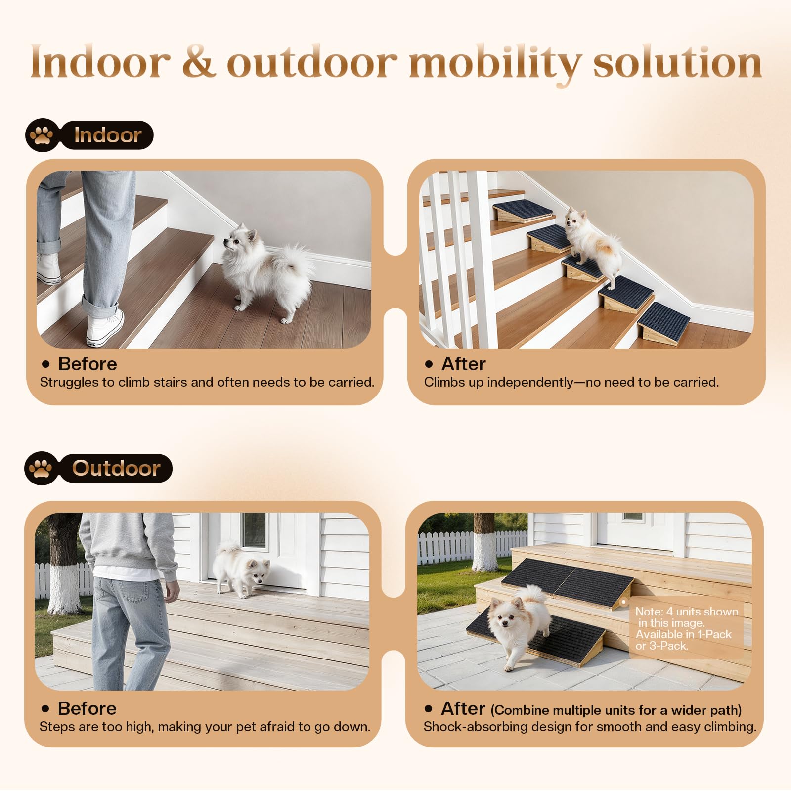 FolifrPets dog ramp with 3 heights demonstrates flexible setup for seniors or injured pets