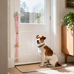 FOLKSMATE pink leather dog door bell on door handle for easy training