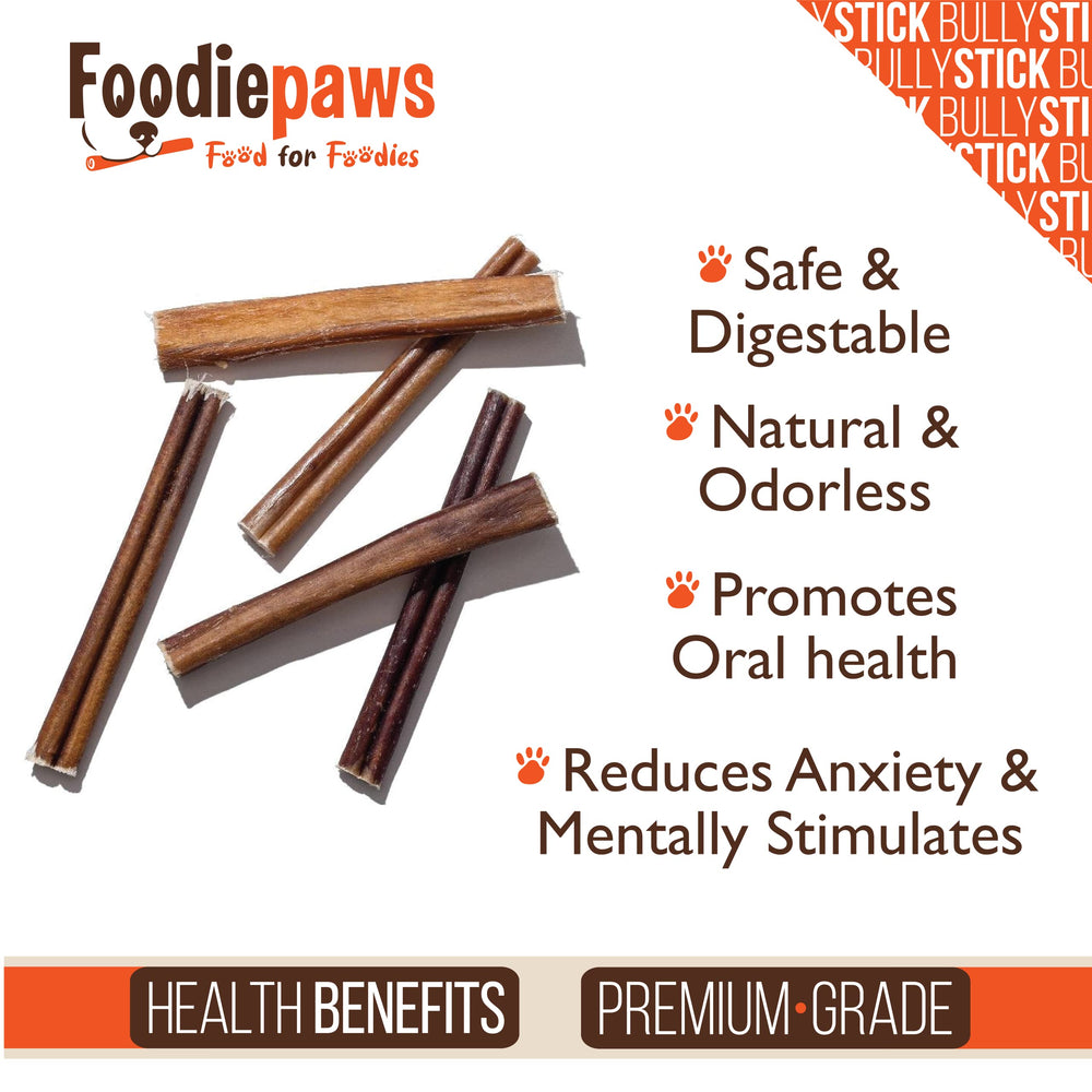 FOODIEPAWS bully sticks in bowl, ideal for training rewards.