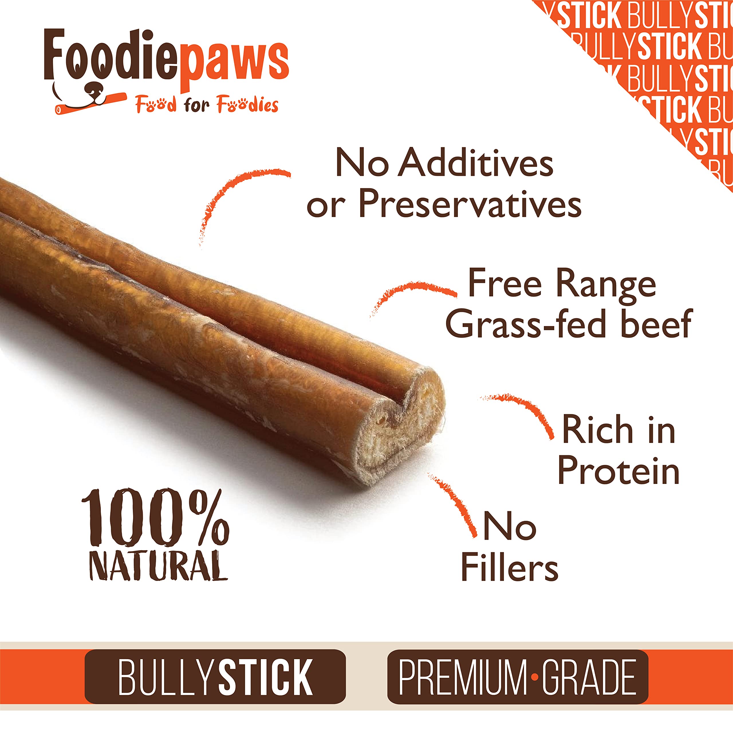 FOODIEPAWS bully sticks rawhide-free sticks ready for daily chewing.