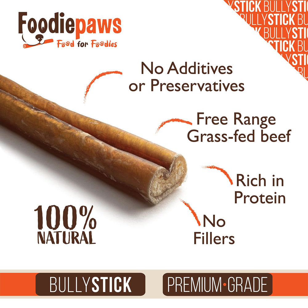 FOODIEPAWS bully sticks rawhide-free sticks ready for daily chewing.