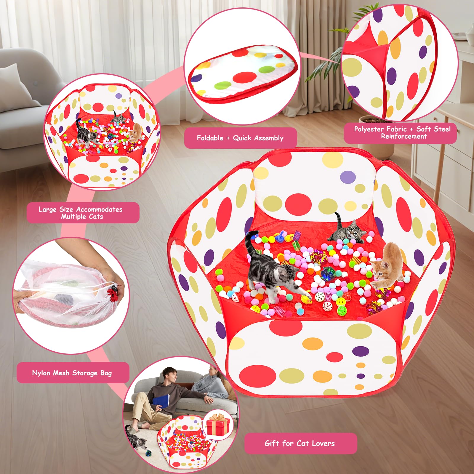 Fooind crinkle balls add texture for chasing and sensory exploration.