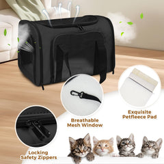 FOORLON cat carrier soft mesh windows provide airflow and visibility.