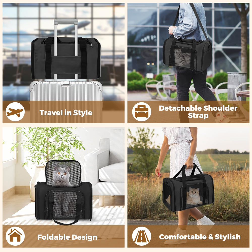 FOORLON cat carrier soft top and side loading for easy access.