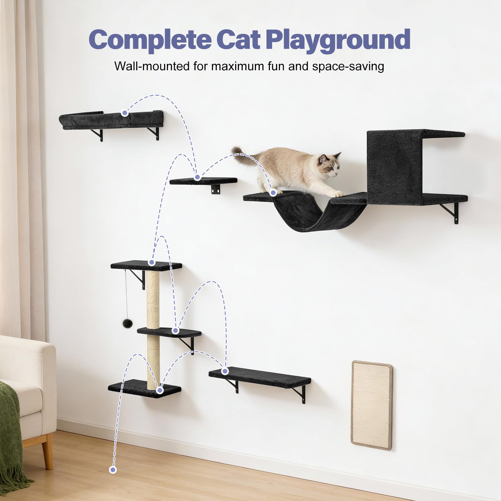 Fopetfy cat wall shelves cat hide lounge area provides a cozy retreat