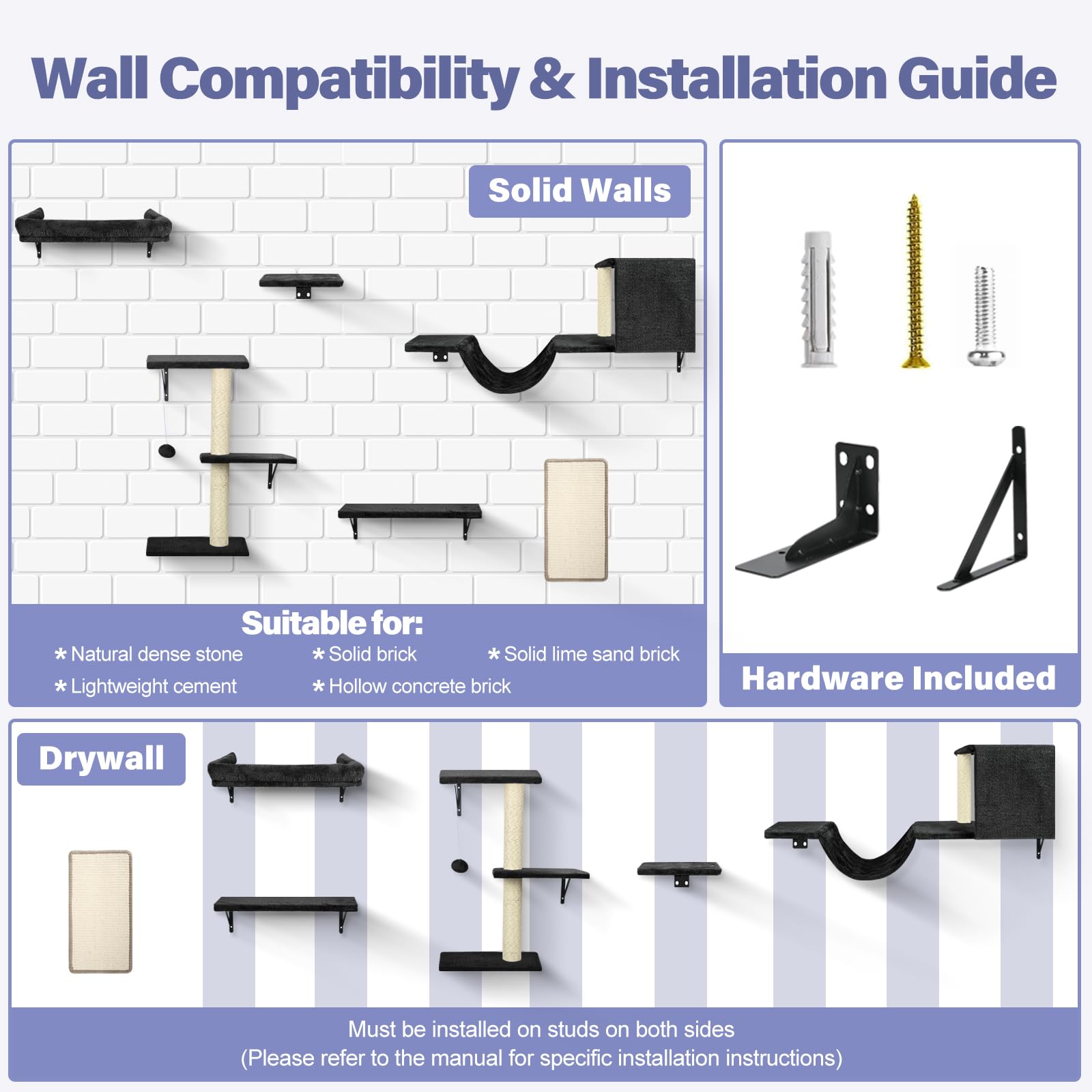 Fopetfy cat wall shelves installation guide for simple mounting on common walls
