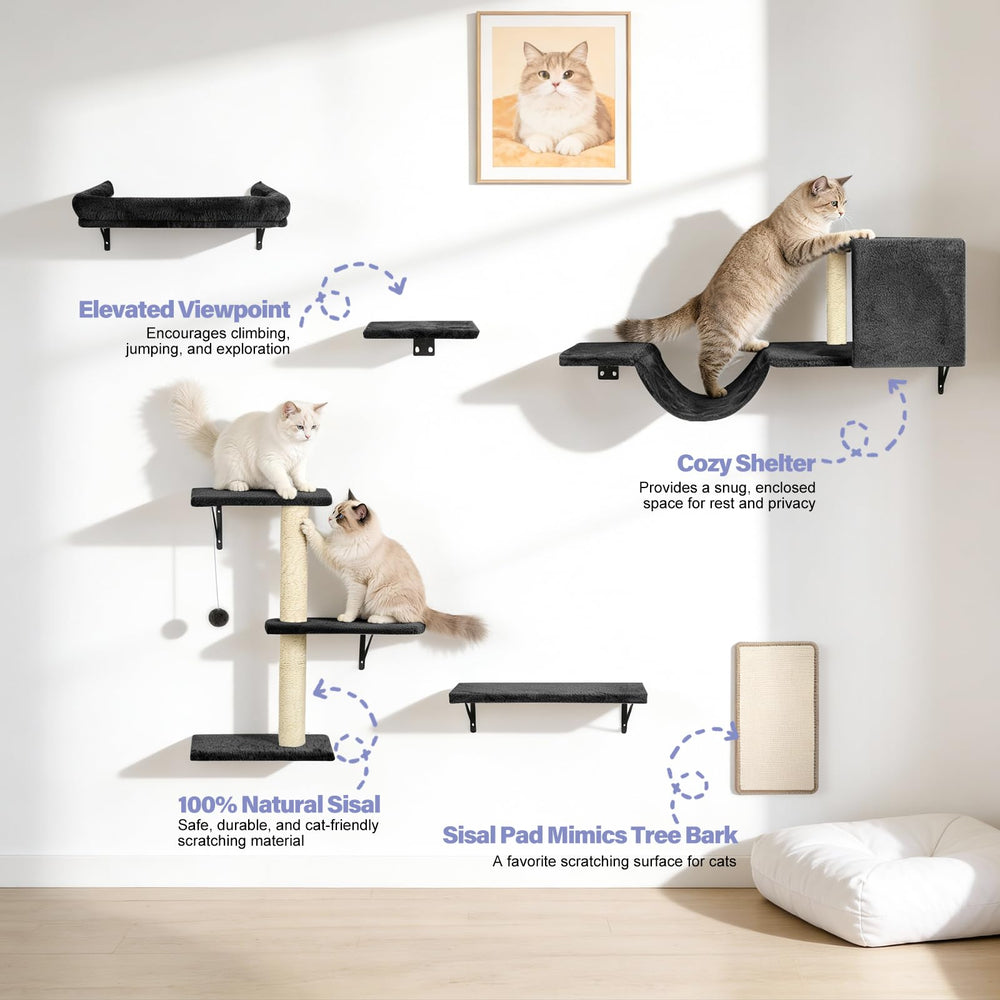 Fopetfy cat wall shelves natural sisal surface durable scratching that protects furniture