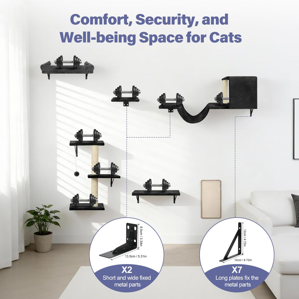 Fopetfy cat wall shelves scratch area integrated surface channels claws into a safe outlet