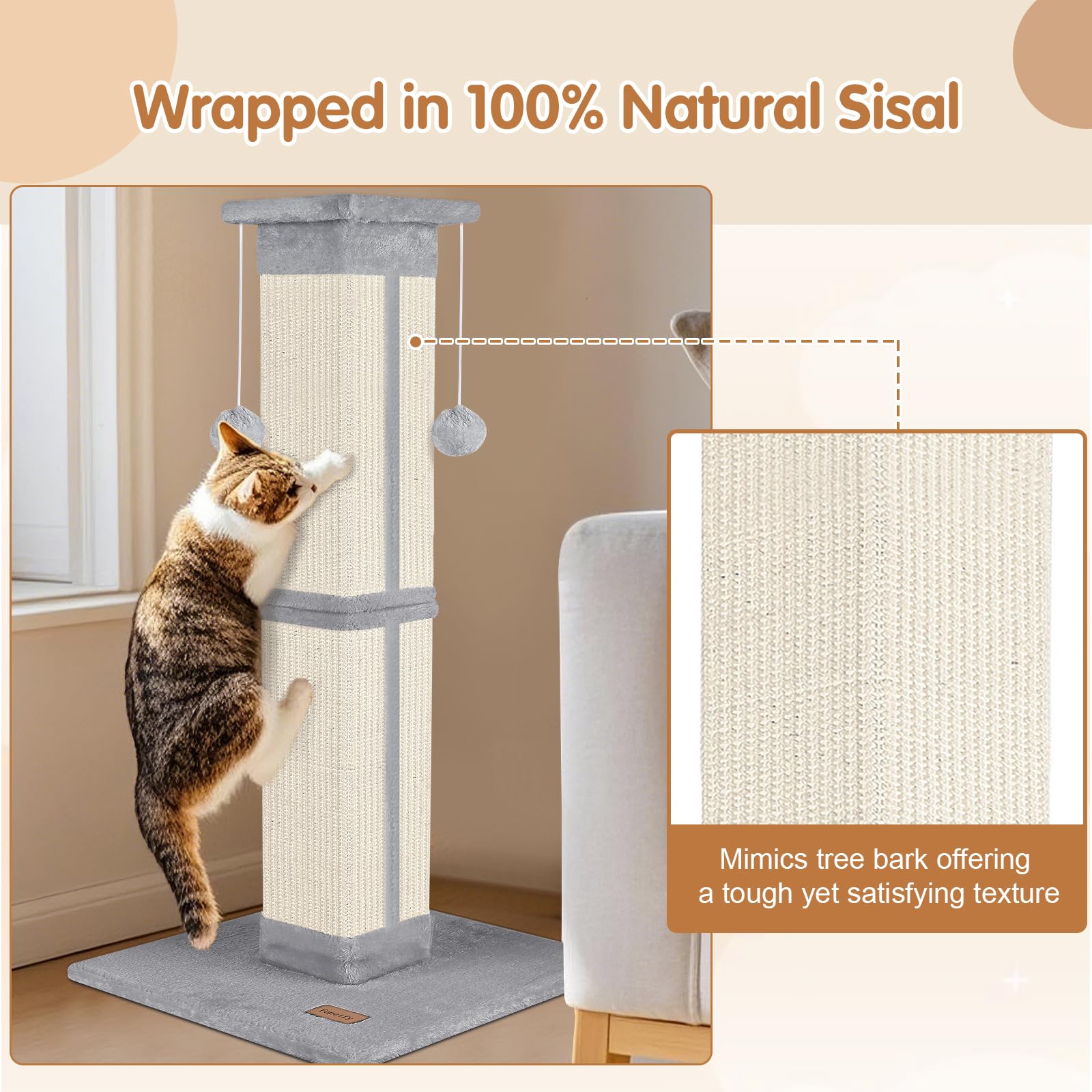 Fopetfy furniture-protection and play benefits reduce claw marks while entertaining cats.