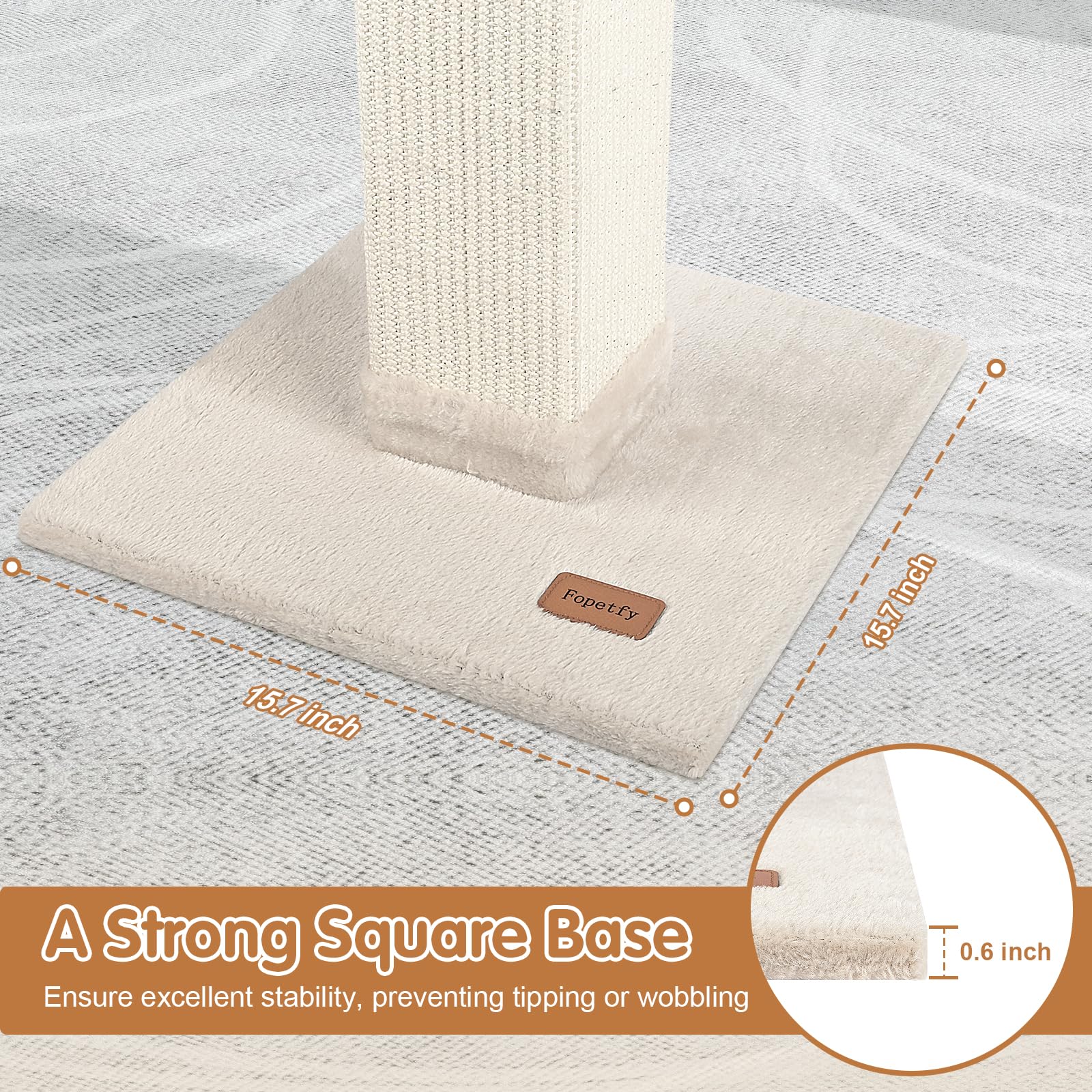 Fopetfy square base 15.7 by 15.7 inches remains steady.