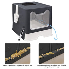 Fophop litter box features a paw-pedal design to help reduce litter scatter.