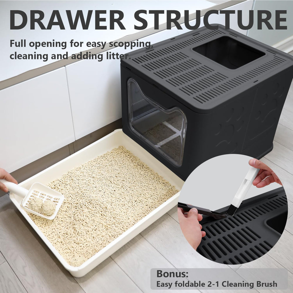 Fophop pull-out drawer enables quick scooping and tidy maintenance after use.