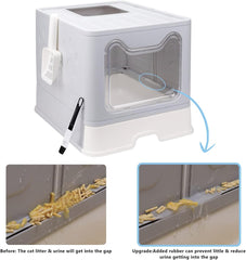 Fophop foldable cat litter box paw-pedal helps shake litter away.