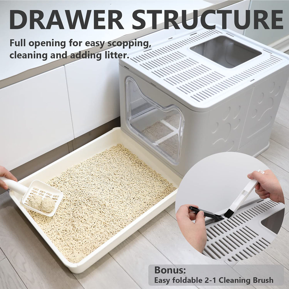 Fophop foldable cat litter box private-enclosure provides safe, cozy space.