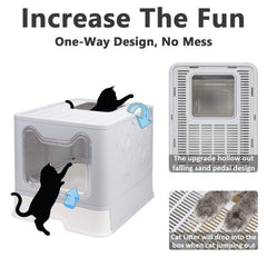 Fophop foldable cat litter box top-exit supports smooth exits with less mess.