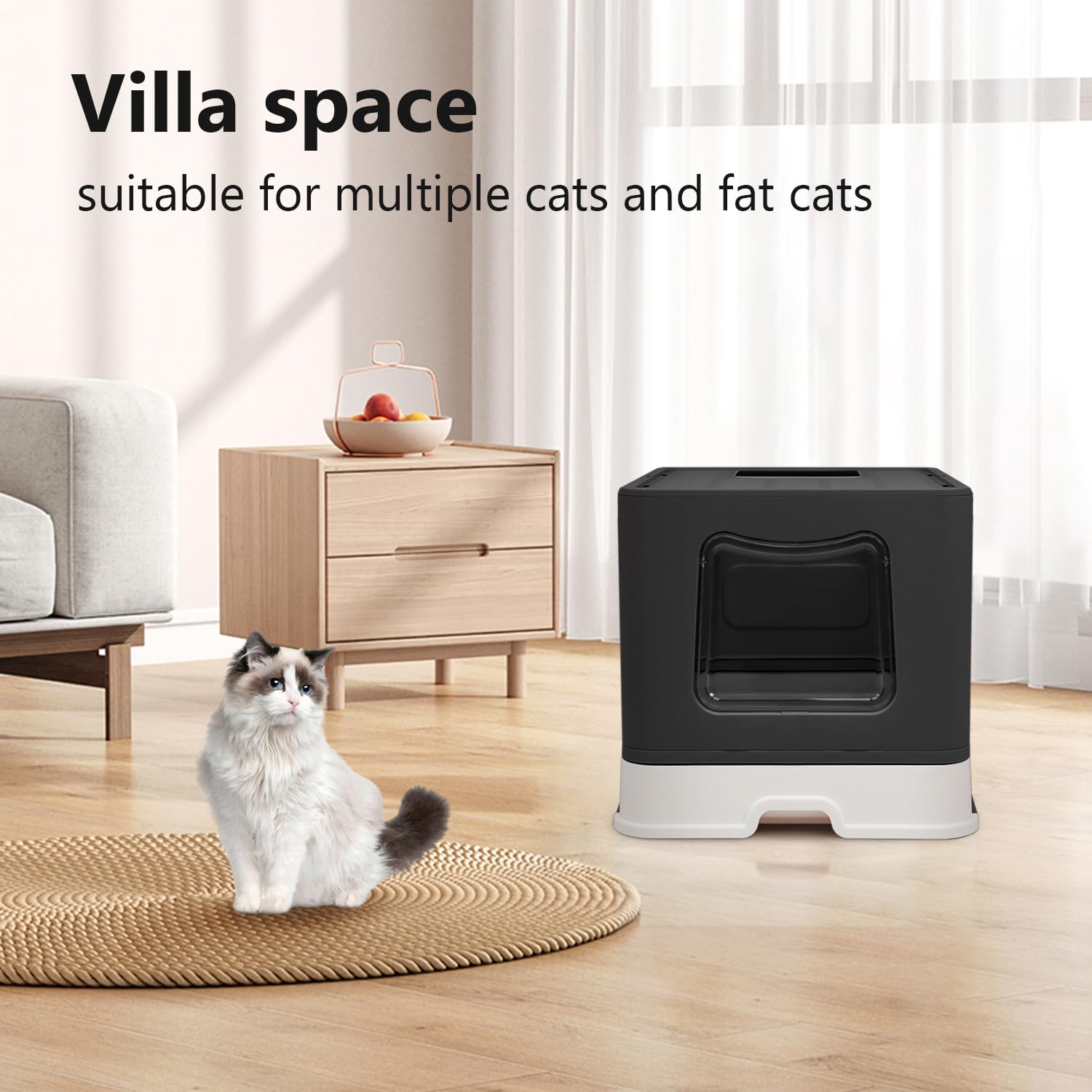 fophop XL Foldable Cat Litter Box anti splash top entry design keeps area tidy