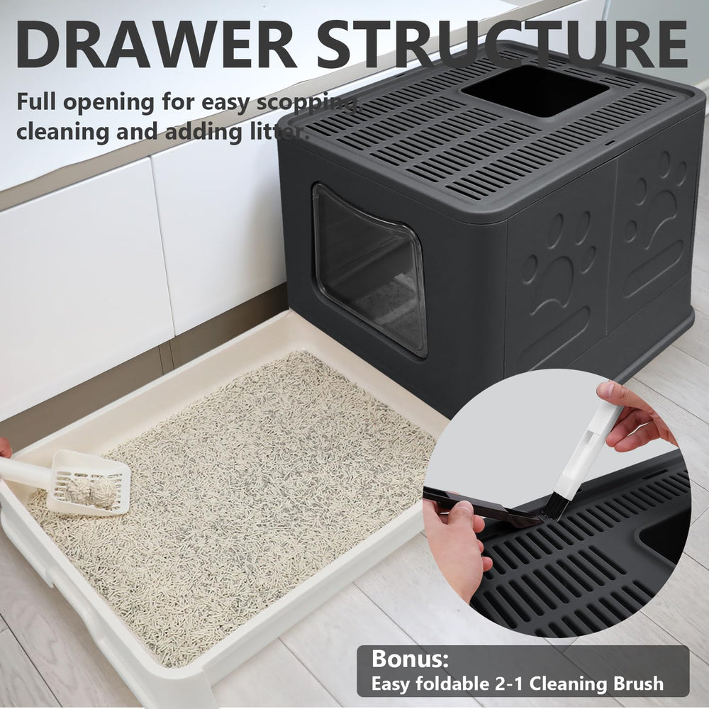 fophop XL Foldable Cat Litter Box folded compact for portable travel