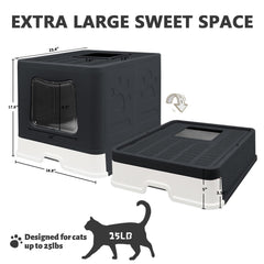 fophop XL Foldable Cat Litter Box lid top view highlighting dual entry design