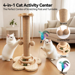 FOR-HI 18.1-inch tall wooden scratch post ready for kittens and cats.