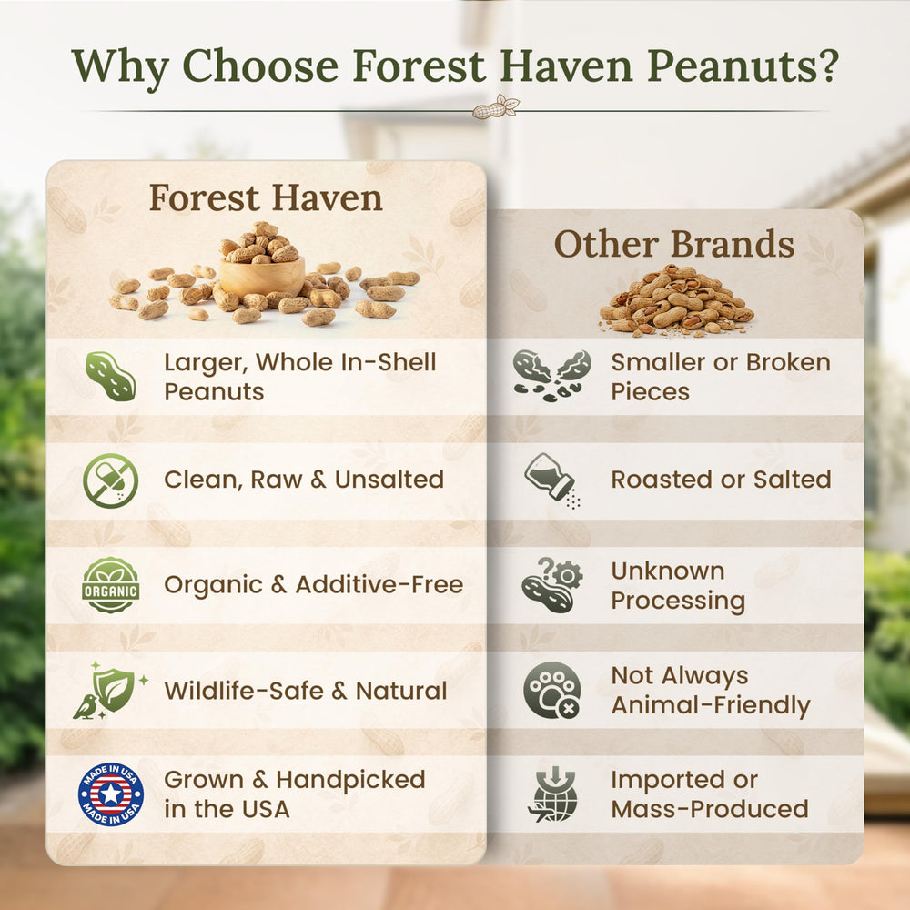 Forest Haven peanuts for birds and wildlife support multi-species feeding.