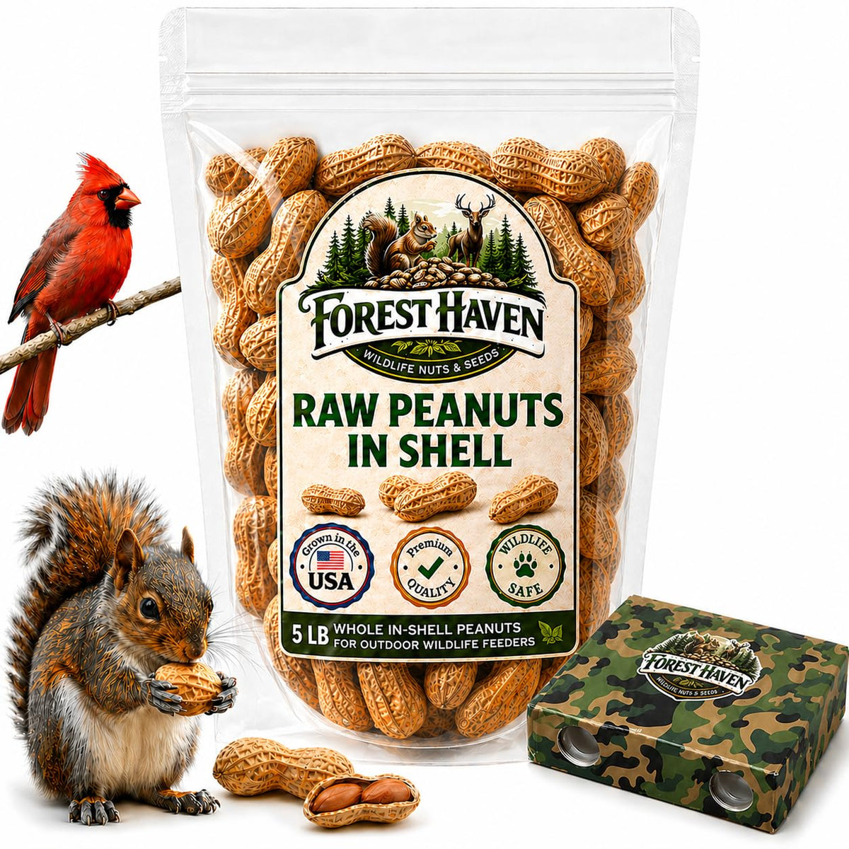 Forest Haven raw peanuts in shell for squirrels promote natural foraging and year-round energy.