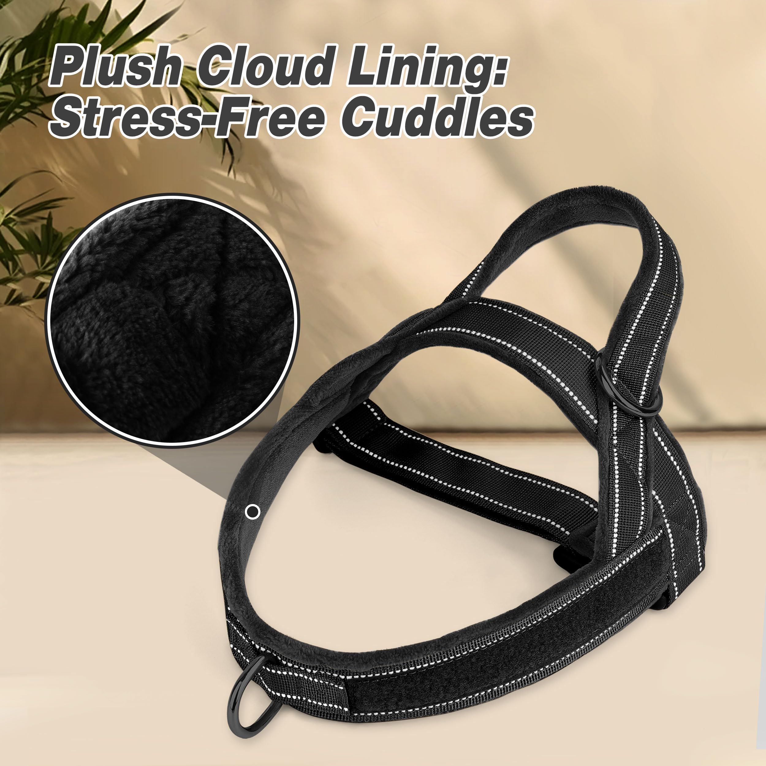Forestpaw quick-release buckle harness ready for quick on/off during walks.