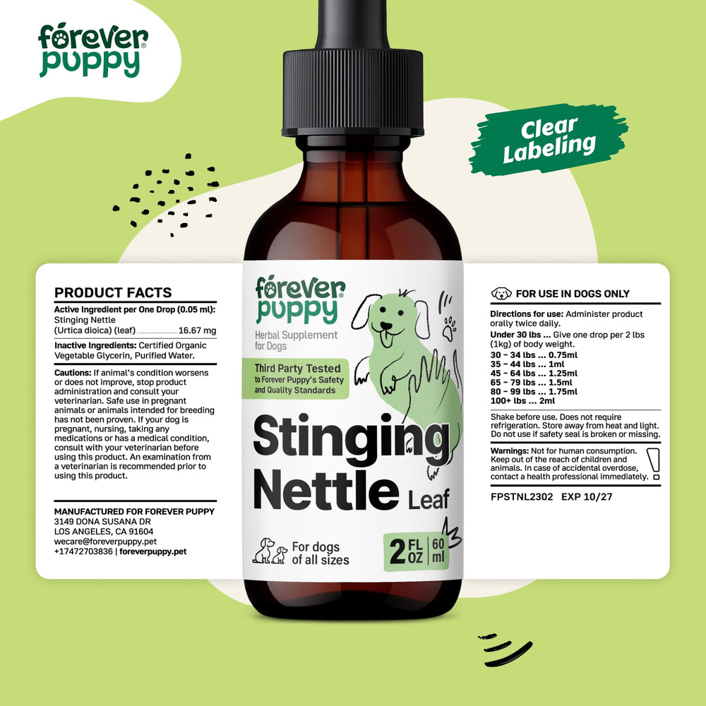 Forever Puppy packaging and label view emphasizes clear dosing and branding.