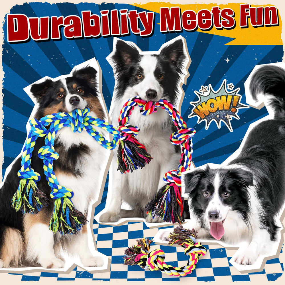 Forfon packaging shows all three rope toys and two dog bags included.