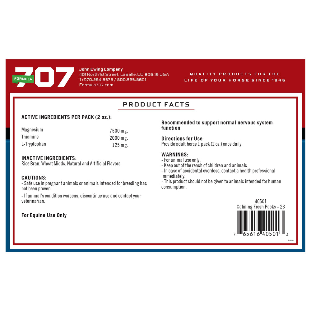 Formula 707 Calming Equine bottle shown in training setting
