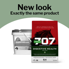 Formula 707 Digestive Health Equine bag front label for easy dosing.