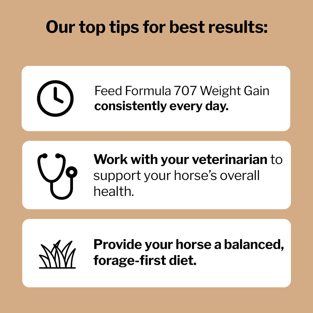 Formula 707 energy and muscle support closeup showcasing balanced equine nutrition