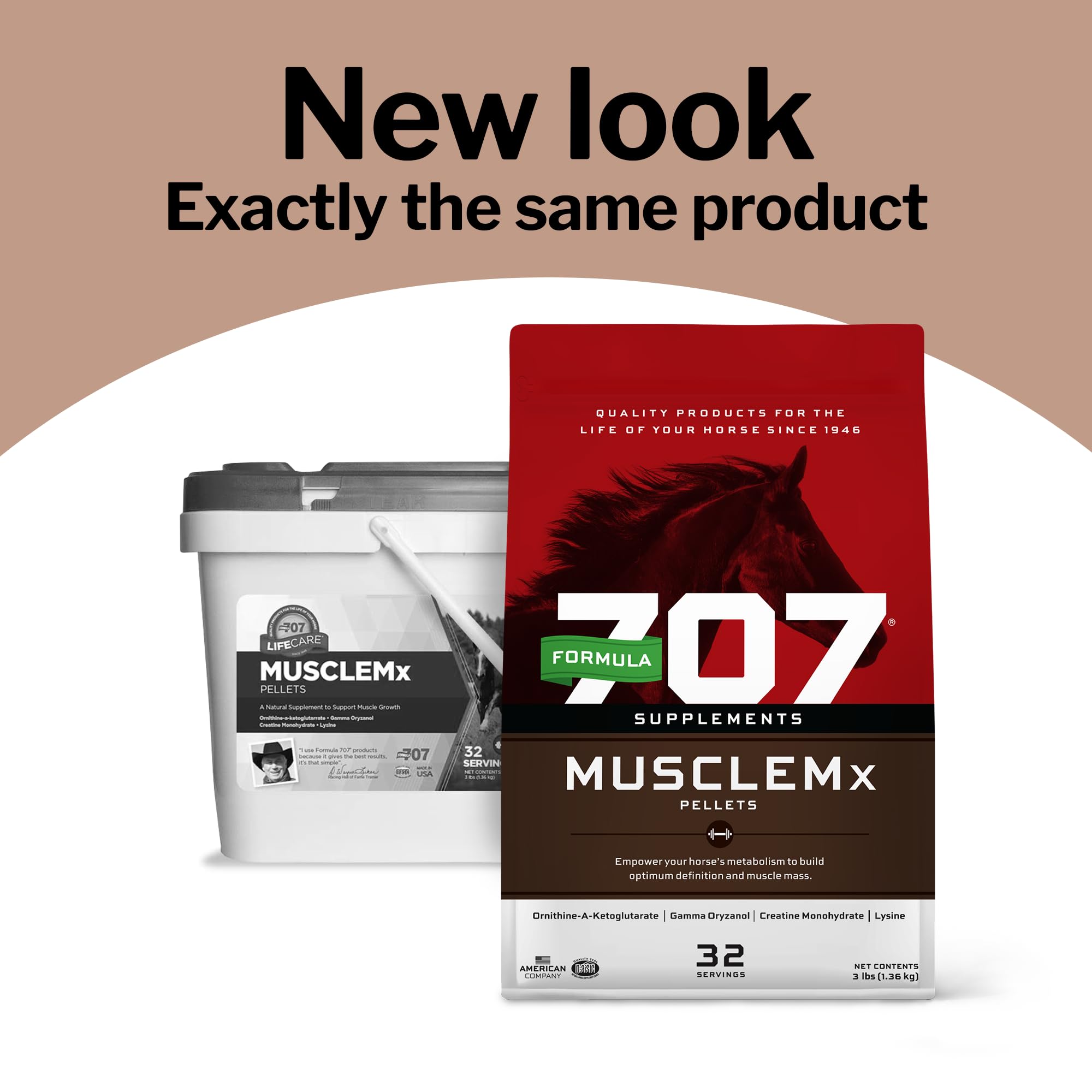 Formula 707 MuscleMx bag label highlights 3 lb size for easy supplementation