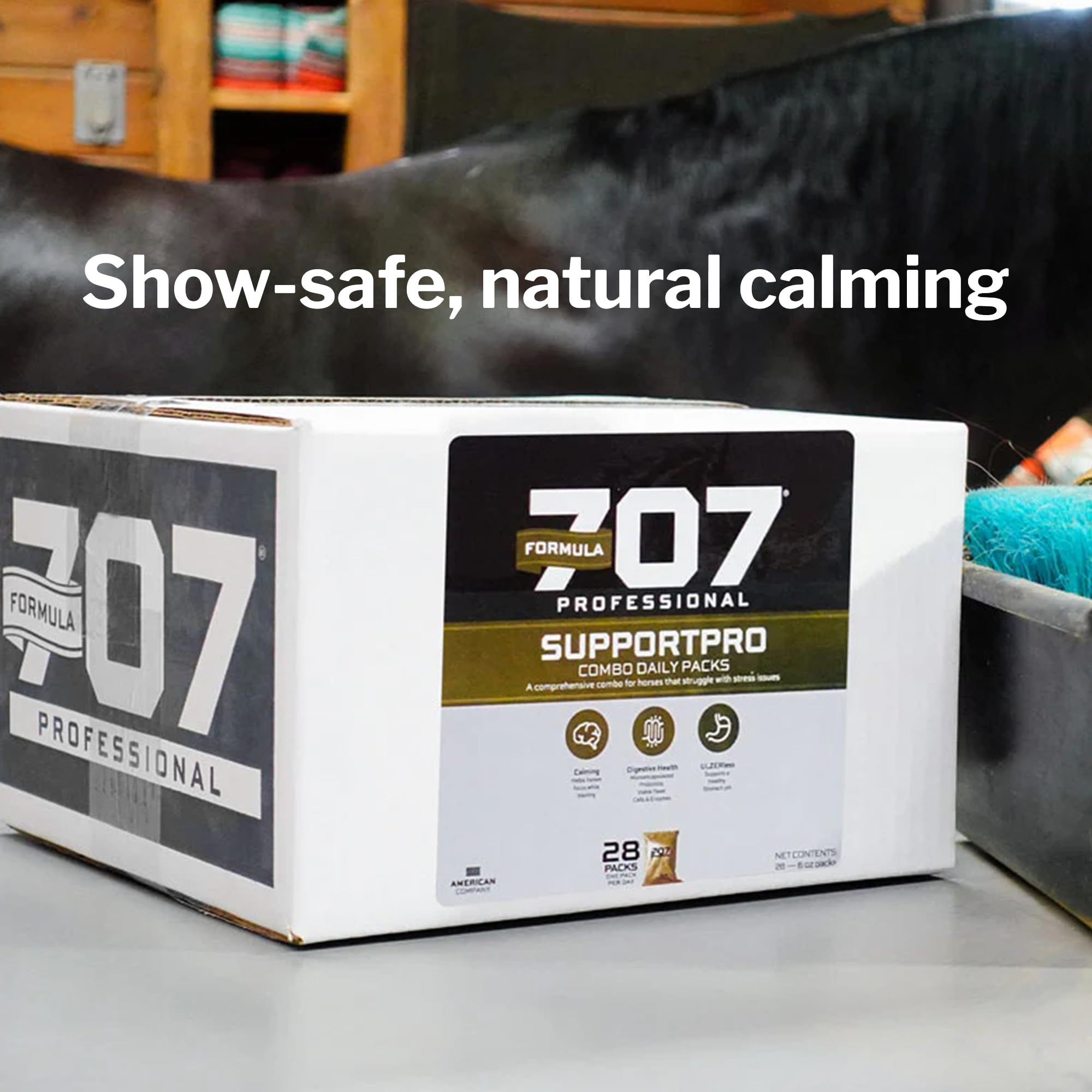 Close-up label of Formula 707 Support Pro highlighting gut health ingredients