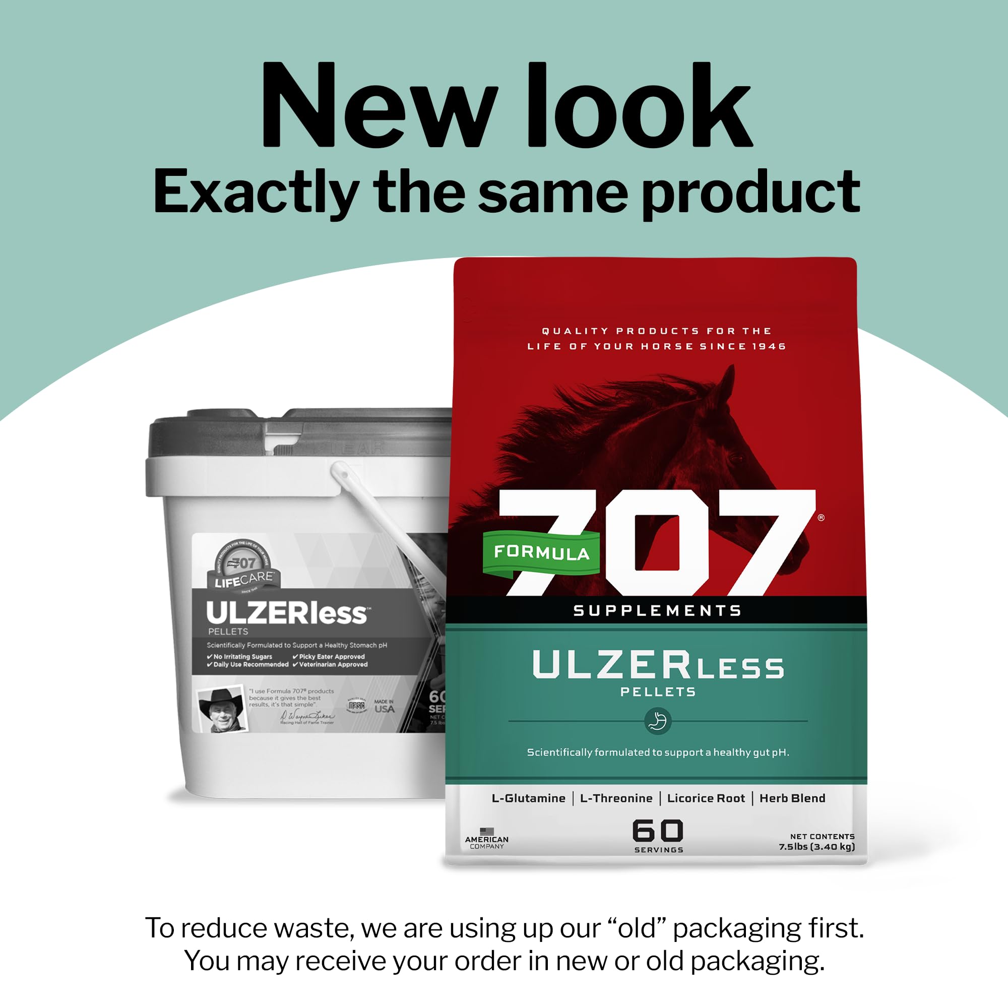 Formula 707 ULZERless bottle with two-scoop dosage guidance