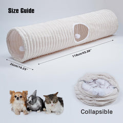 FORMYCATIE 43-inch white stripe tunnel offers cozy hiding and napping space.