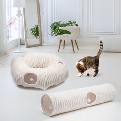 FORMYCATIE Collapsible plush tunnel for easy storage after use.
