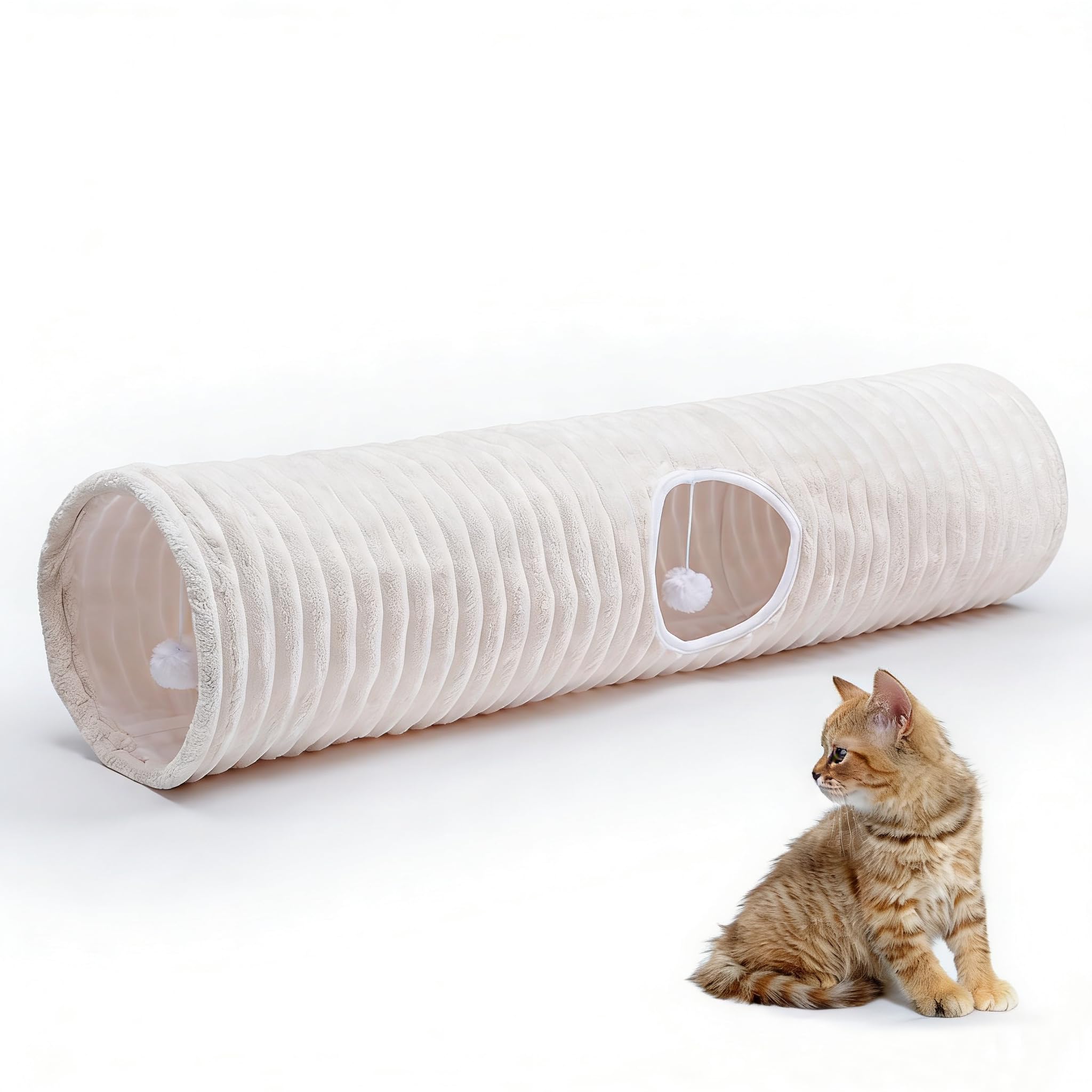 FORMYCATIE Luxurious Cat Tunnel with straight design and entrance balls for interactive play.