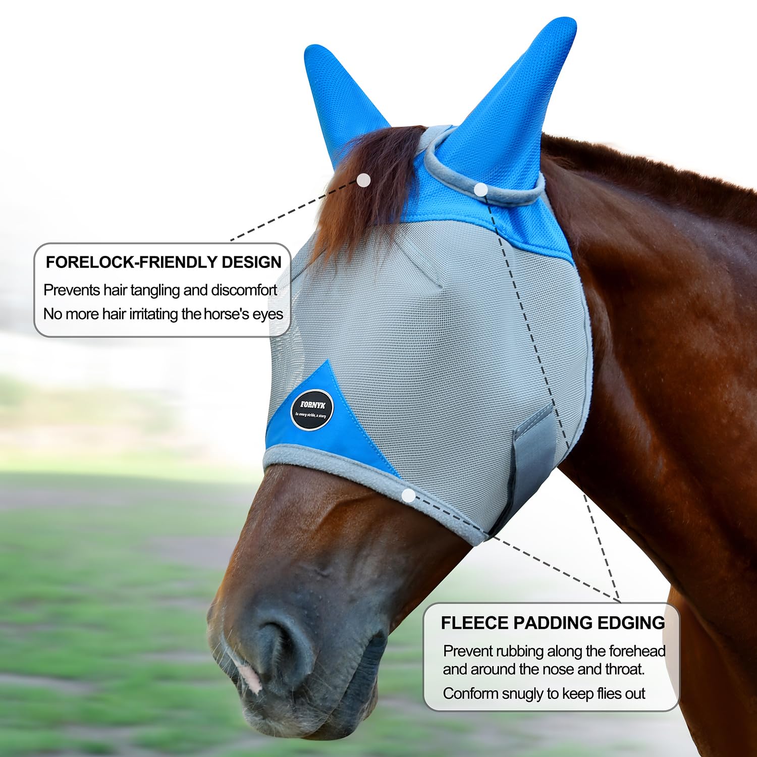 Fornyk fly mask with adjustable strap ensures a secure fit