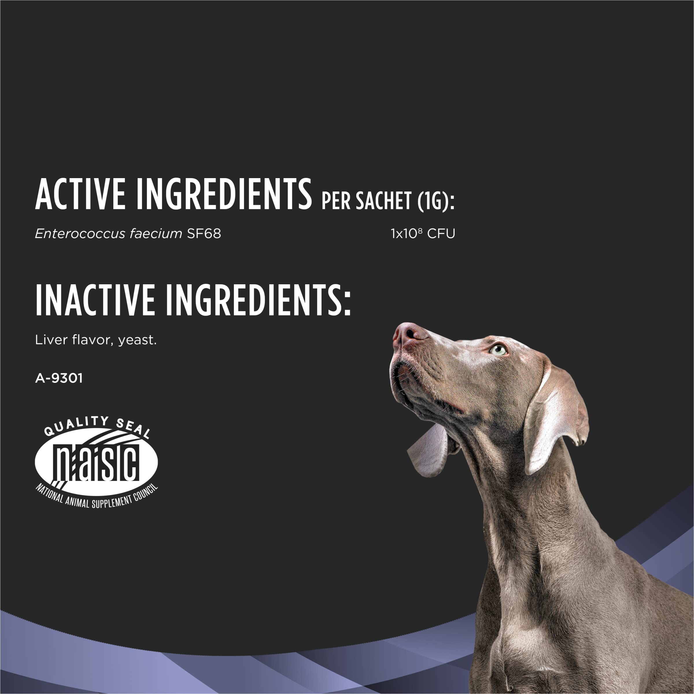FortiFlora dog probiotic packaging box highlighting veterinary backing
