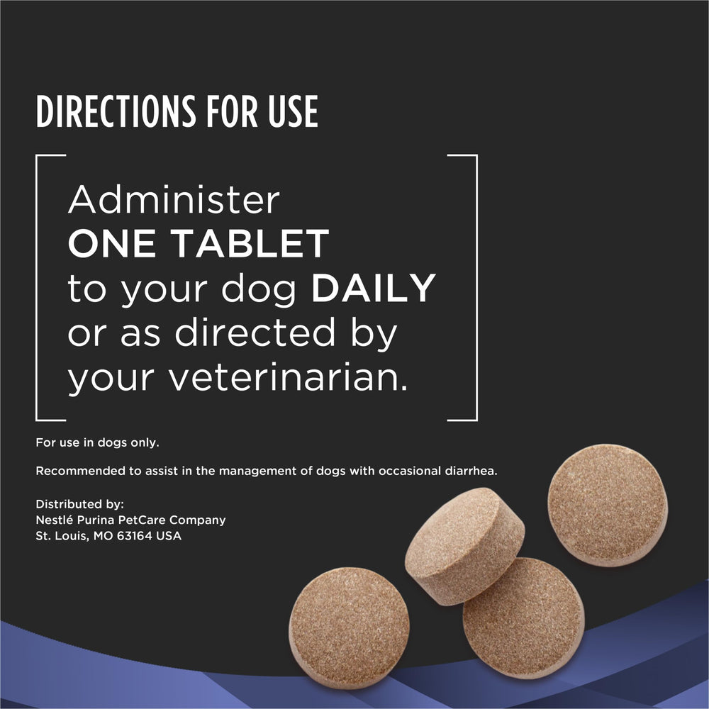 Close-up of FortiFlora tablet texture for canine gut health
