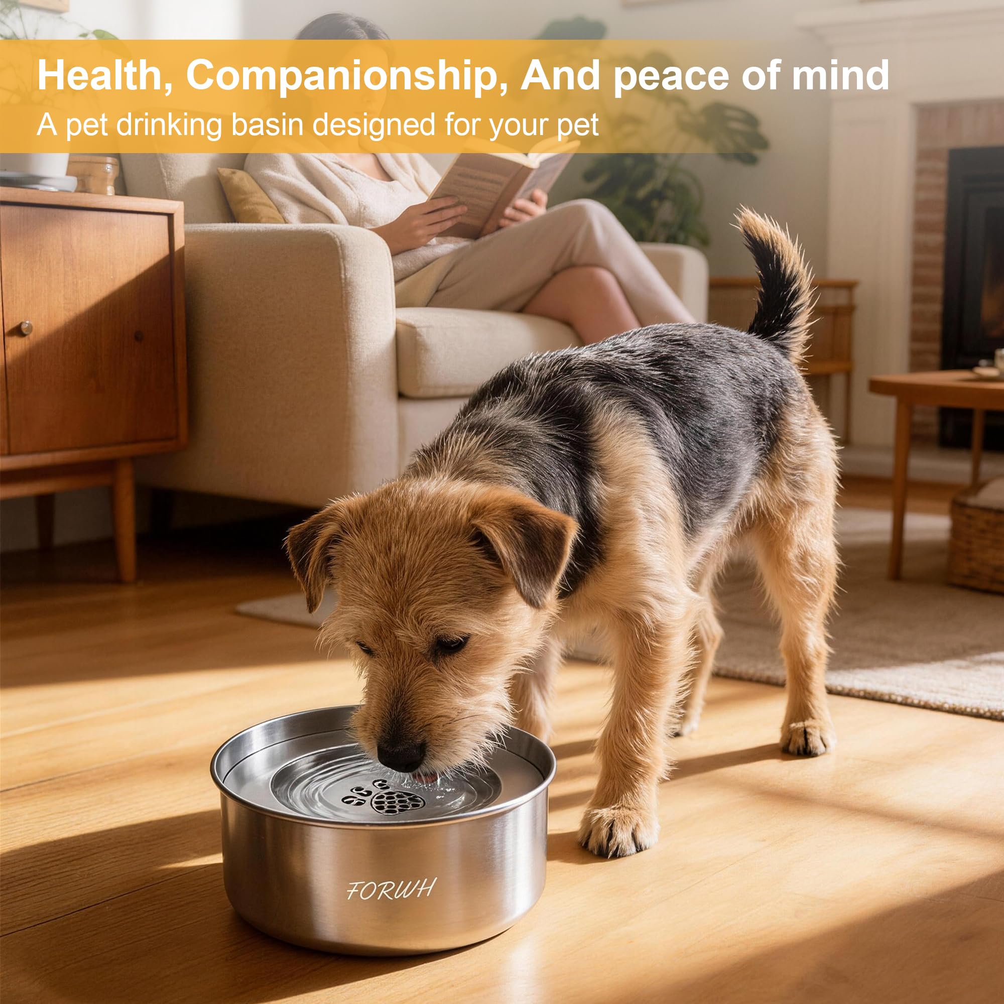 FORWH easy-clean stainless steel bowl simplifies routine maintenance