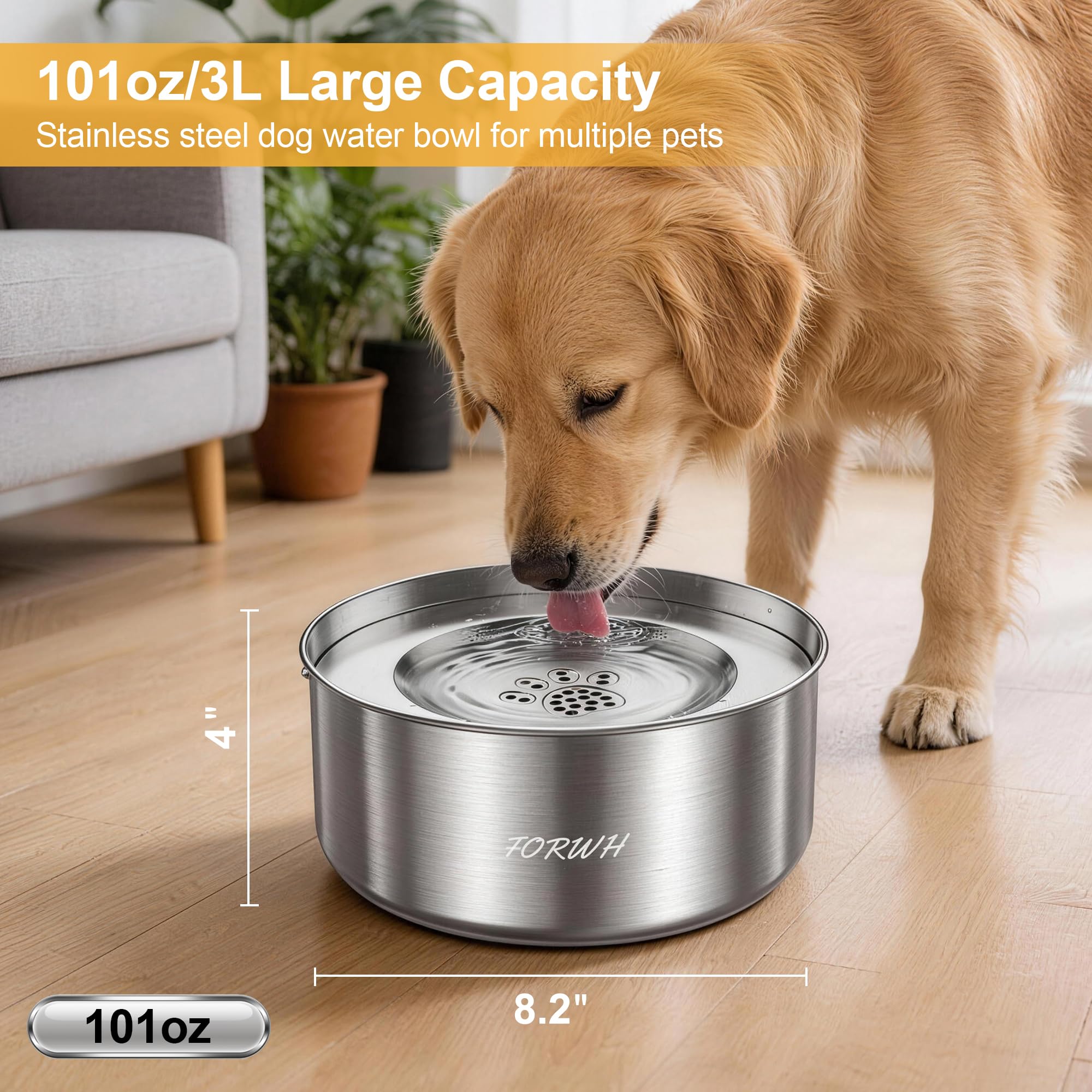 FORWH non-slip base keeps the water bowl stable during playtime