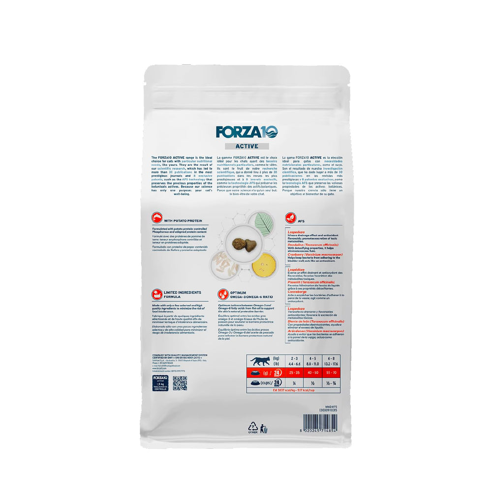 Forza10 cat hydrolyzed-protein formula label highlights gentle digestion