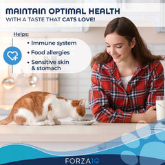 Forza10 cat wet food salmon can closeup highlights premium ingredients and flavor.