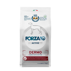 Forza10 Dermo dry dog food package shows trusted Italian nutrition for sensitive dogs
