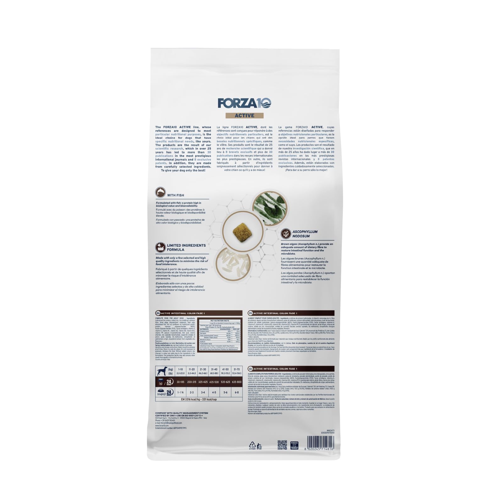 Forza10 digestive-support ingredients visible in the formula for gentle digestion.
